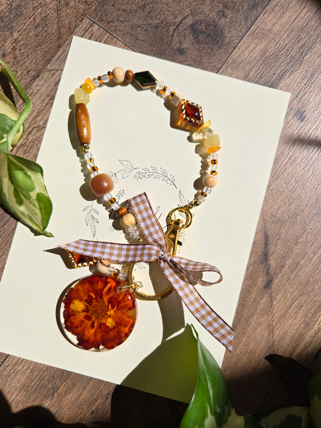 Fall Marigold Bag charm-Looped Around Style