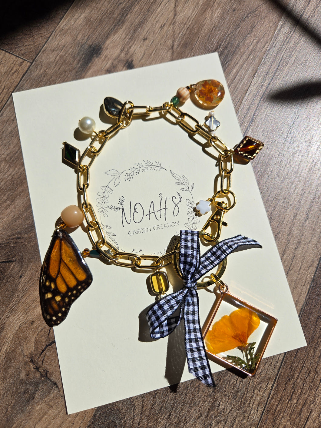 The California Dreamin Bag Charm- Poppy & Monarch butterfly