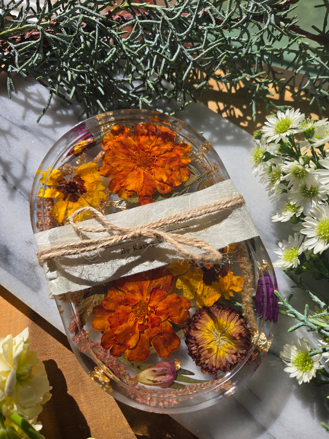 Fall Marigold Native California Wildflowers Small Vanity Tray, 6 inches x 4 inches