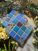 Load image into Gallery viewer, Tiled Coaster- spring hydrangeas, 4x4, light blue
