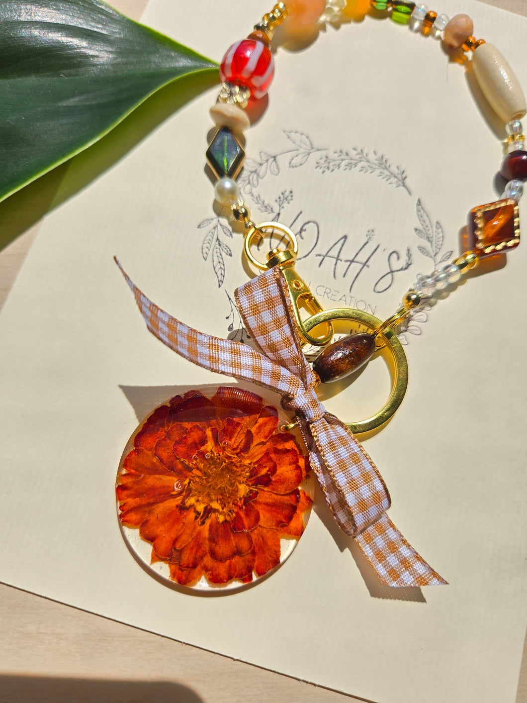 Fall Marigold Bag charm-Looped Around Style
