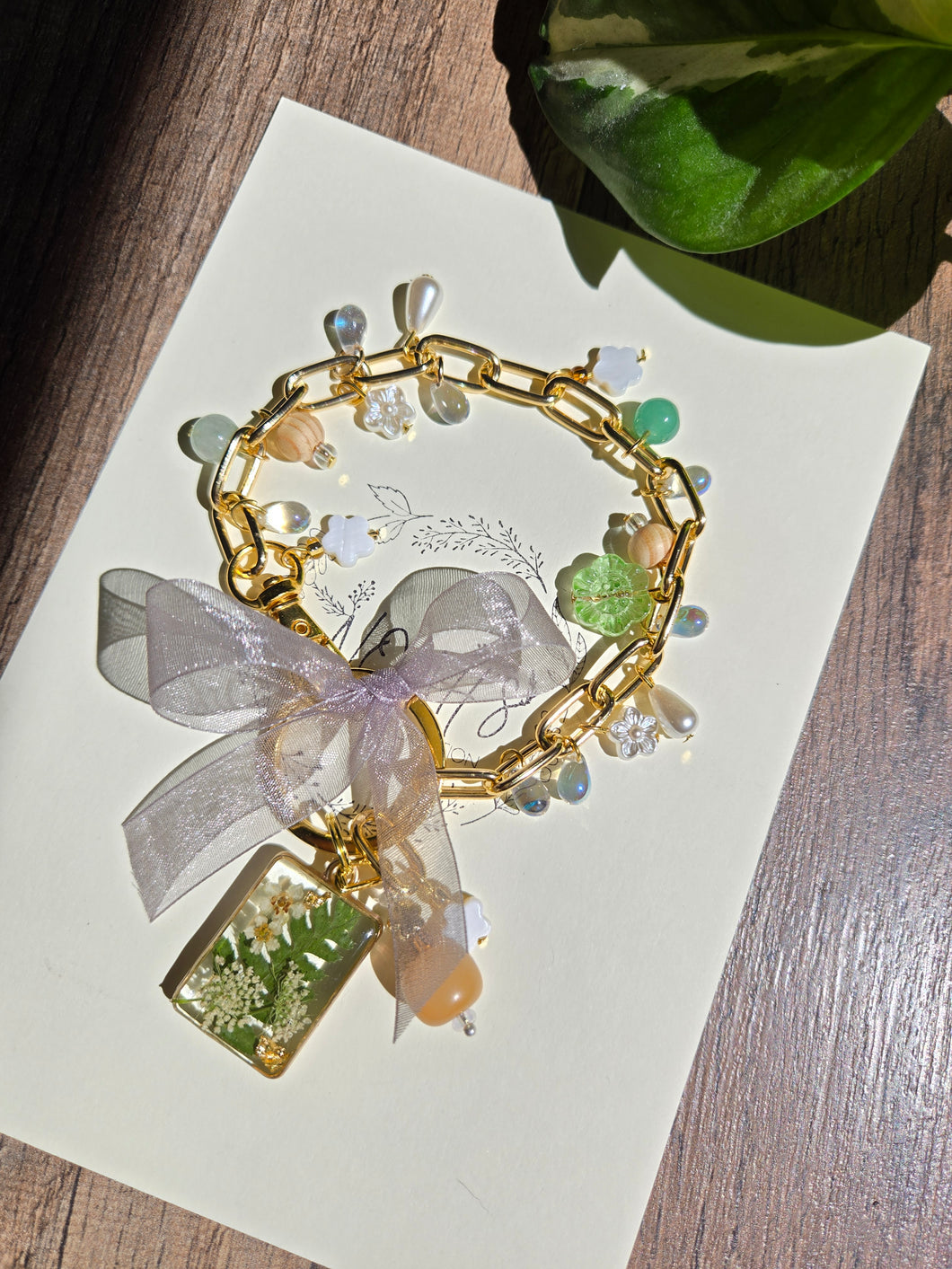 Raining Fern Bag Charm-Looped around style