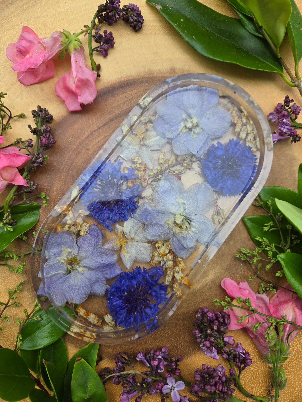 Blue Larkspur & cornflower Vanity Tray, 7 inches x 3.75 inches