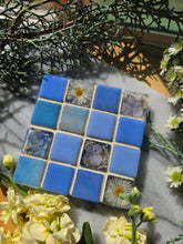 Load image into Gallery viewer, Tiled Coaster- spring hydrangeas, 4x4, light blue

