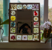 Load image into Gallery viewer, Medium Floral Mirror on light Oak Wood Frames
