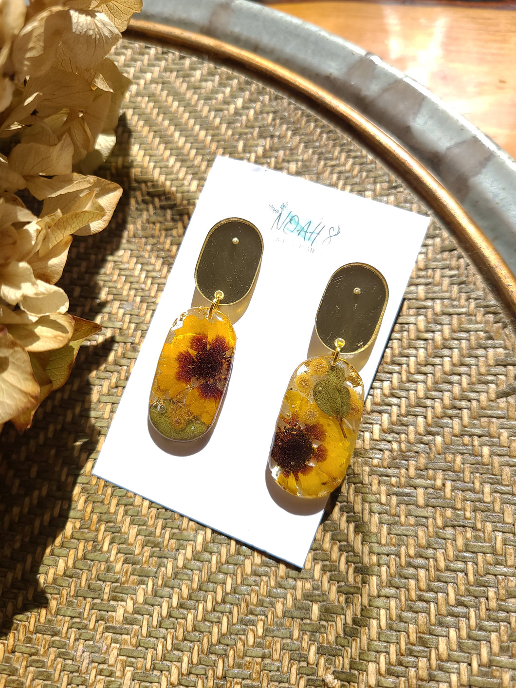 Fall Collection- Coreopsis capsule, mirror acetate stainless steel stud top