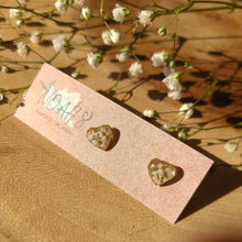 Load image into Gallery viewer, Little Heart-Shape Studs, real pressed flower in resin, stainless steel posts
