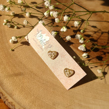 Load image into Gallery viewer, Little Heart-Shape Studs, real pressed flower in resin, stainless steel posts
