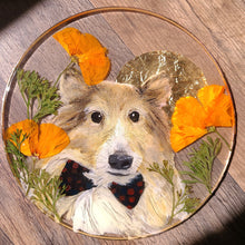 Load image into Gallery viewer, Sarah&#39;s [DOWN PAYMENT] Custom Pet Portrait, 8 inch acrylic pet portraits with pressed botanicals
