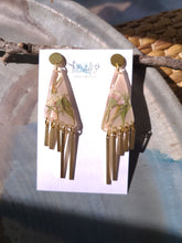 Load image into Gallery viewer, Spring collection-dusty pink blossom, real pressed flower in resin, light weight golden tassel
