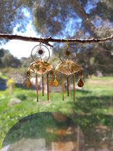 Load image into Gallery viewer, Spring collection- Sun Goddess, dusty pink blossom, real pressed flower in resin, hammered brass,
