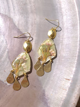 Load image into Gallery viewer, Spring collection-jade green blossom, real pressed flower in resin, hammered brass
