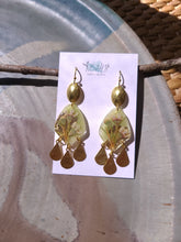 Load image into Gallery viewer, Spring collection-jade green blossom, real pressed flower in resin, hammered brass
