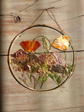 Load image into Gallery viewer, Mountain range Resin wall hangings, 7 inches in diameter, clear background, california wildflower
