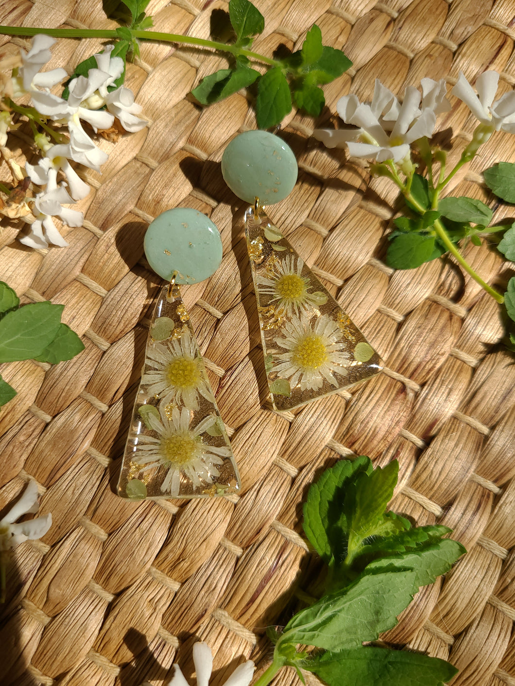 Summer Daisy with clay stud top, stainless steel post
