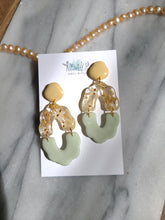 Load image into Gallery viewer, Vintage chic collection- mixed medium earrings( resin, clay, pearl), stainless steel stud top
