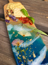 Load image into Gallery viewer, California Golden Coast, charcuterie board, 16 x 4.7 inches, solid wood tray, made with FDA food safe resin
