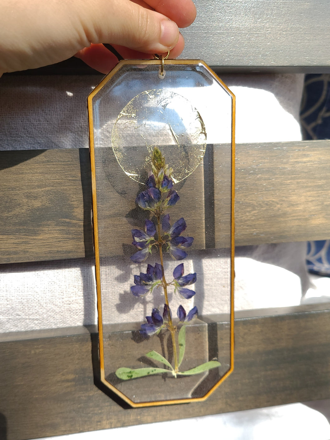 Lupine Wall Decor- Unique wooden frame, real pressed flowers