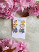 Load image into Gallery viewer, Spring Collection- Hydrangea dangles, natural pebble shape, stainless steel posts
