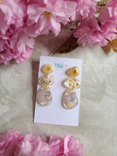 Load image into Gallery viewer, Spring Collection- Hydrangea dangles, natural pebble shape, stainless steel posts
