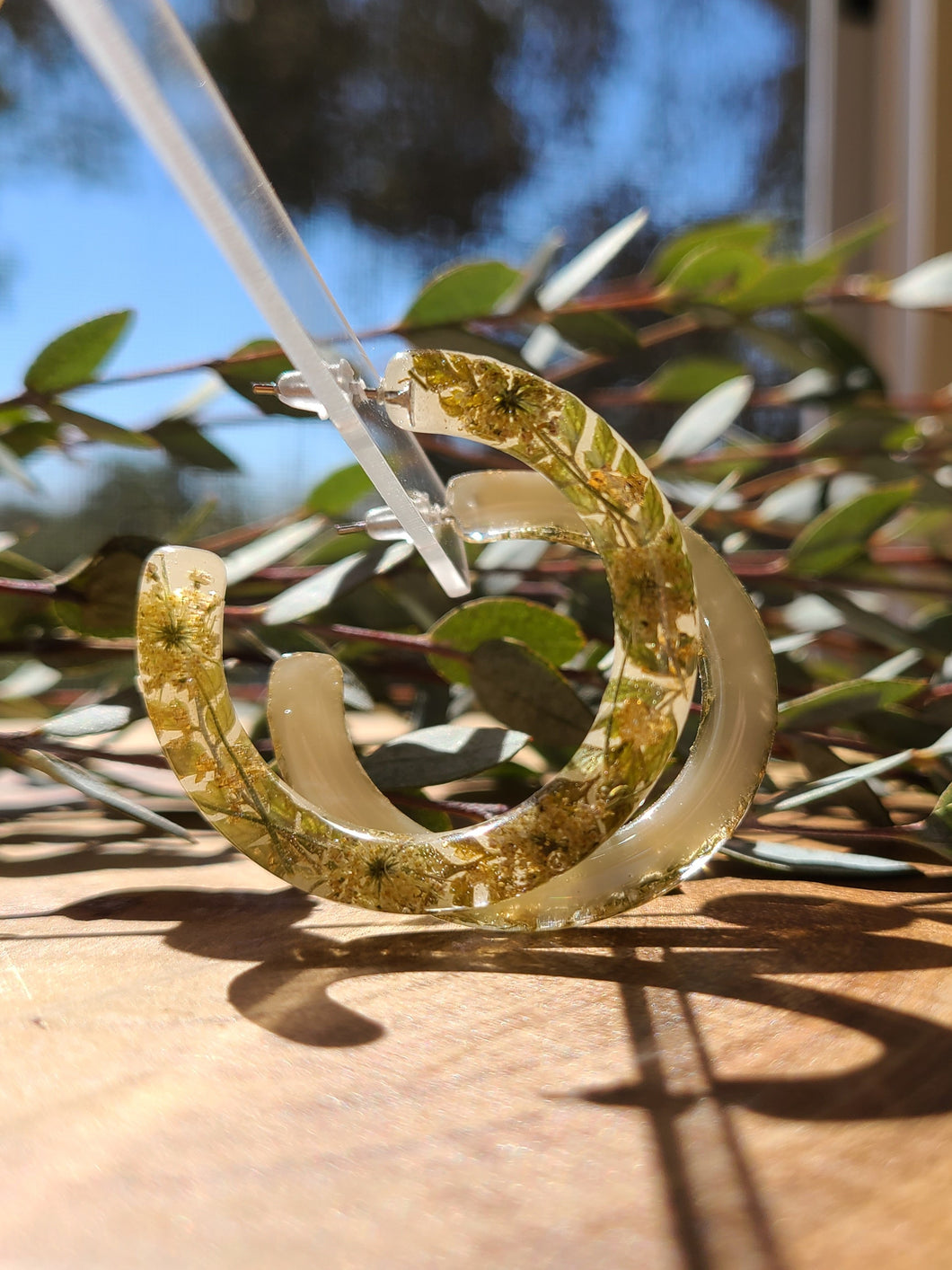 Flower Hoop Collection- Everyday Thin Hoops, Ferns and Queen Ann's Lace