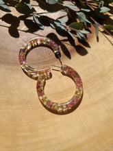 Load image into Gallery viewer, Flower Hoop Collection- Everyday Thin Hoops, Pink Yarrow
