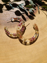 Load image into Gallery viewer, Flower Hoop Collection- Everyday Thin Hoops, Pink Yarrow
