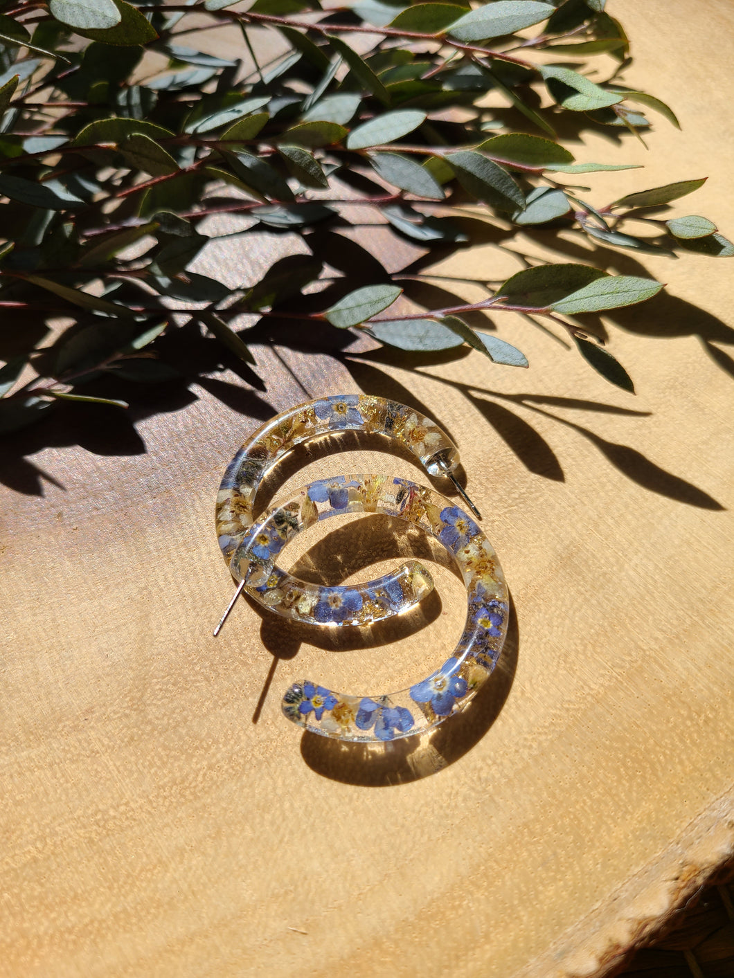 Flower Hoop Collection- Everyday Thin Hoops, forget-me-nots