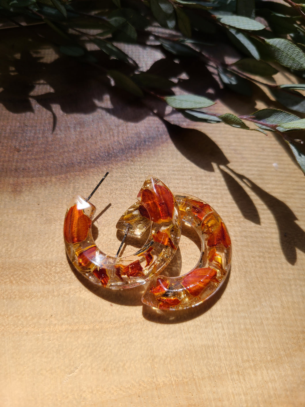 Flower Hoop Collection- Medium Thick Hoops, marigold