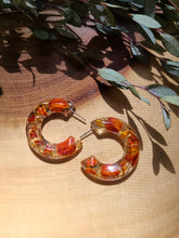 Load image into Gallery viewer, Flower Hoop Collection- Medium Thick Hoops, marigold
