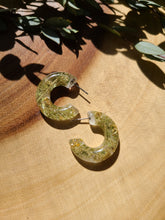 Load image into Gallery viewer, Flower Hoop Collection- Chunky Huggie Hoops, ferns
