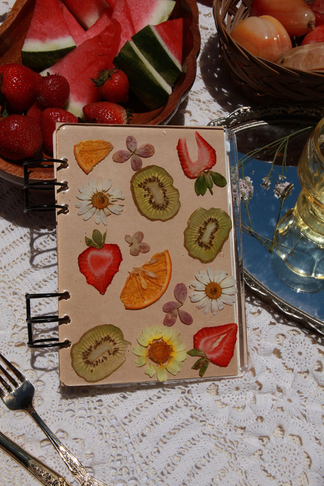 A5 Summer Fruity notebooks,  5.9 inches x 8.2 inches, customizable inside, customizable notebook rings